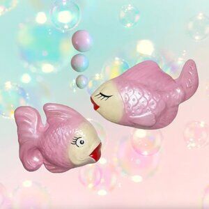 Chalkware Fish & Bubbles COMPLETE SET Pink